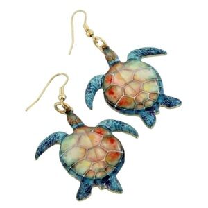 Ocean-Inspired Sea Turtle Drop Earrings